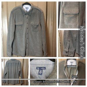 Gap Classic Fit Gray Flannel Shirt Jacket - Men's XXL